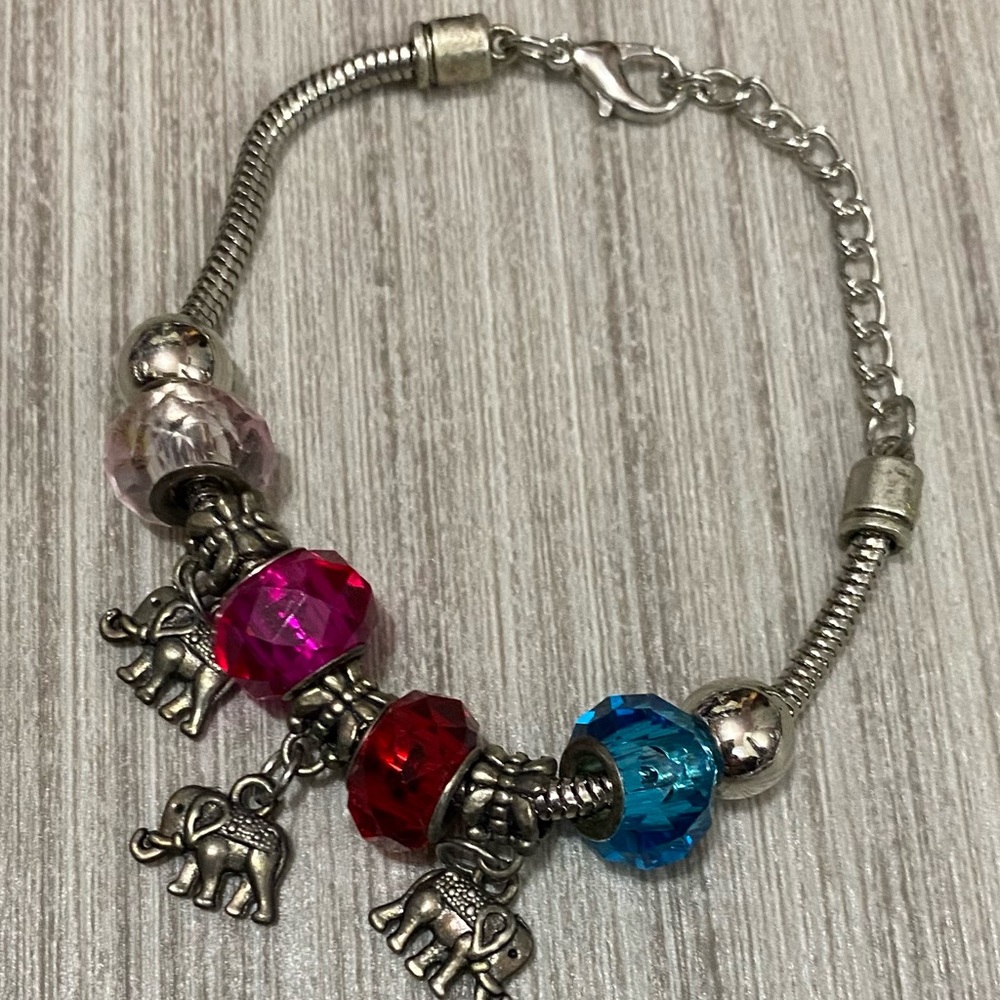 Beaded Elephant Charm Bracelet